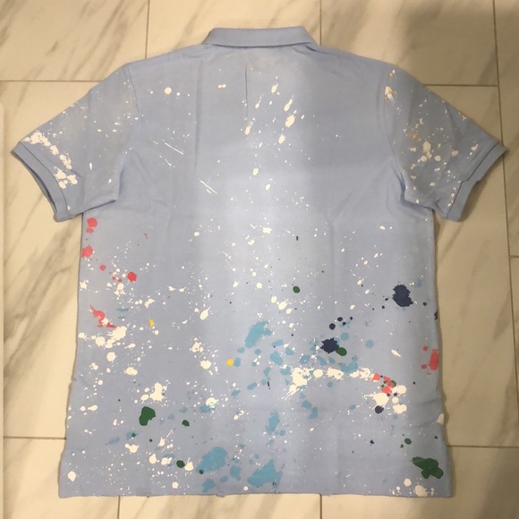 Men’s Polo Ralph Lauren Painted Distressed Classic Fit Polo T-Shirt - Picture 4 of 4